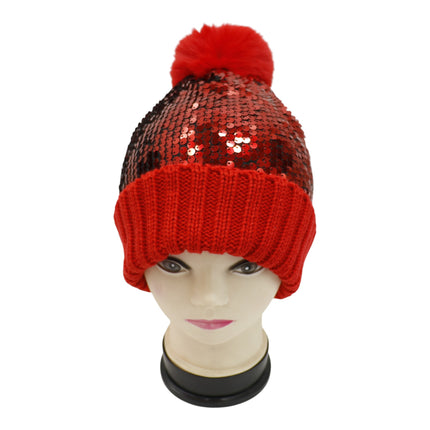 Pom Pom Sequin Beanie HA3715-1 (6PC)