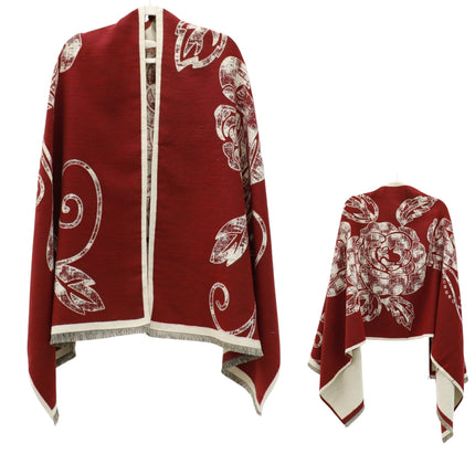Cashmere Feel Winter Rose Pattern Reversible Scarf SCF5726-45(12PC)