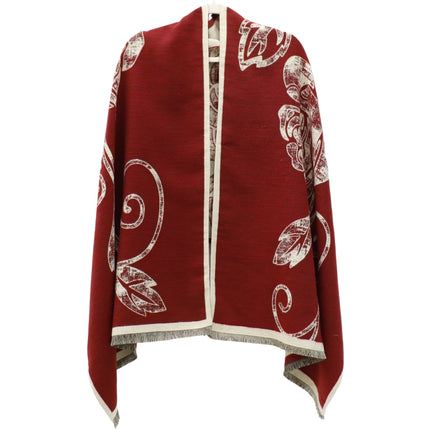 Cashmere Feel Winter Rose Pattern Reversible Scarf SCF5726-45(12PC)