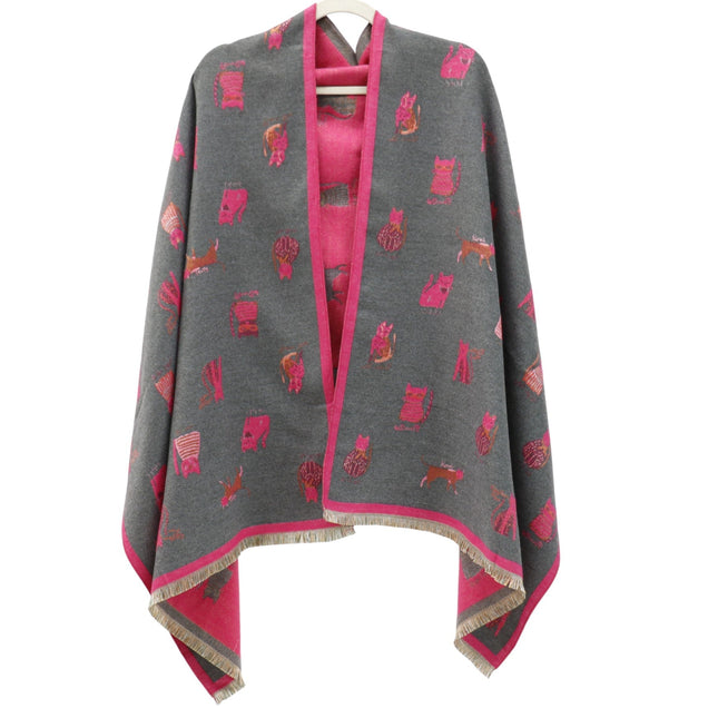 Cashmere Feel Winter Reversible Classic Cat Style  Scarves SCF1230-36(12PC)