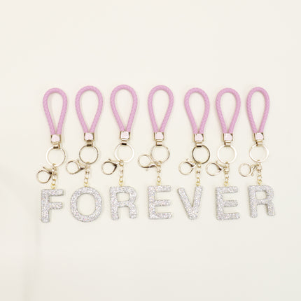 Rhinestone Alphabet Initial Letter Key Chain SS51011-40 (12PC)