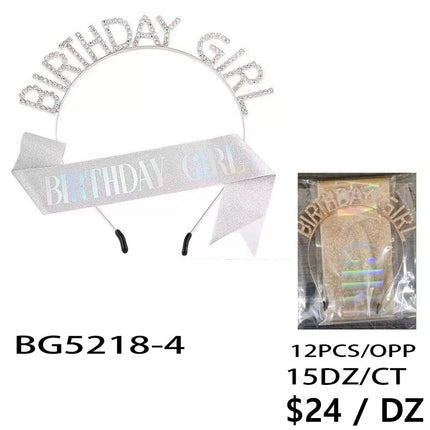 Birthday Girl  Tiara With Sash For Women BG5218-1 (12PC)