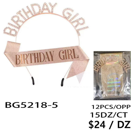 Birthday Girl  Tiara With Sash For Women BG5218-1 (12PC)