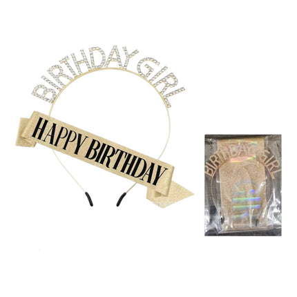Happy Birthday Sash With Birthday Girl Tiara For Women HP5218-1 (12PC)