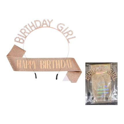 Happy Birthday Sash With Birthday Girl Tiara For Women HP5218-1 (12PC)