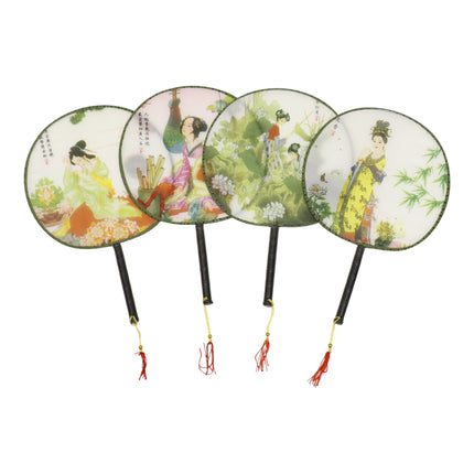 Elegant Vintage Chinese Hand Held Paddle Fan FN9472 (12PC)