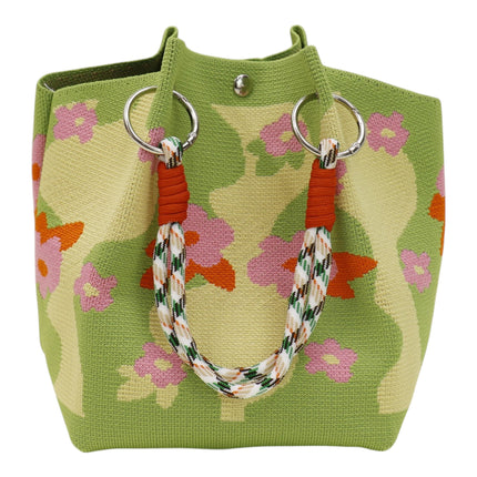 Flower Pattern Women's Knitted Bucket Bag JB6316-7 (12PC)