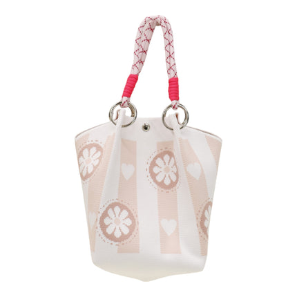 Heart and Floral Pattern Cord Strap Knitted Tote Bag BG6325-2 (3PC)