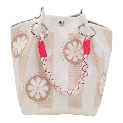 Heart and Floral Pattern Cord Strap Knitted Tote Bag BG6325-2 (3PC)