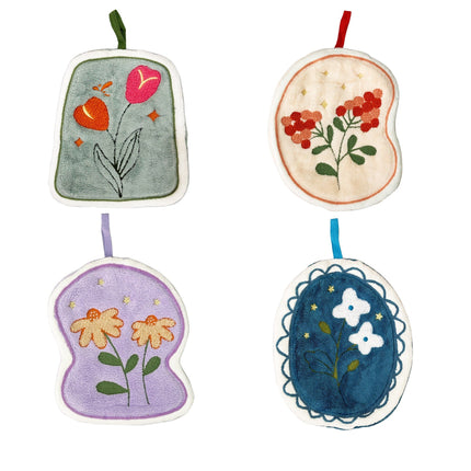 Flower Embroidery Shaped Microfiber Towel SS6820-58 (12PC)