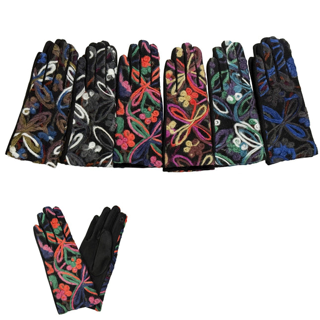 Women's Embroidery Texting Gloves GL6830-6 (12PAIR)