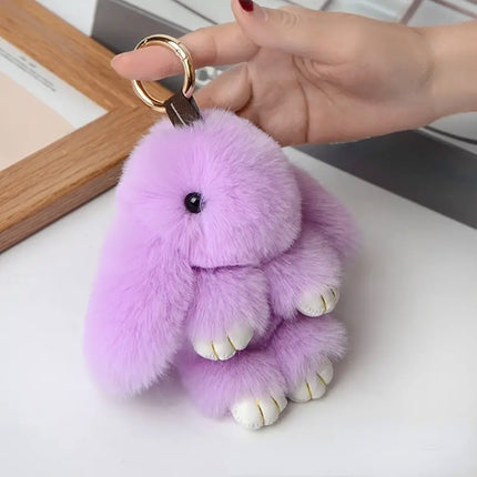 LARGE RABBIT POM POM KEYCHAIN KC0225-6 (12PC)