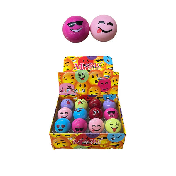 FUNNY EMOJI FACE BALL LIP BALM 806 (24PC)