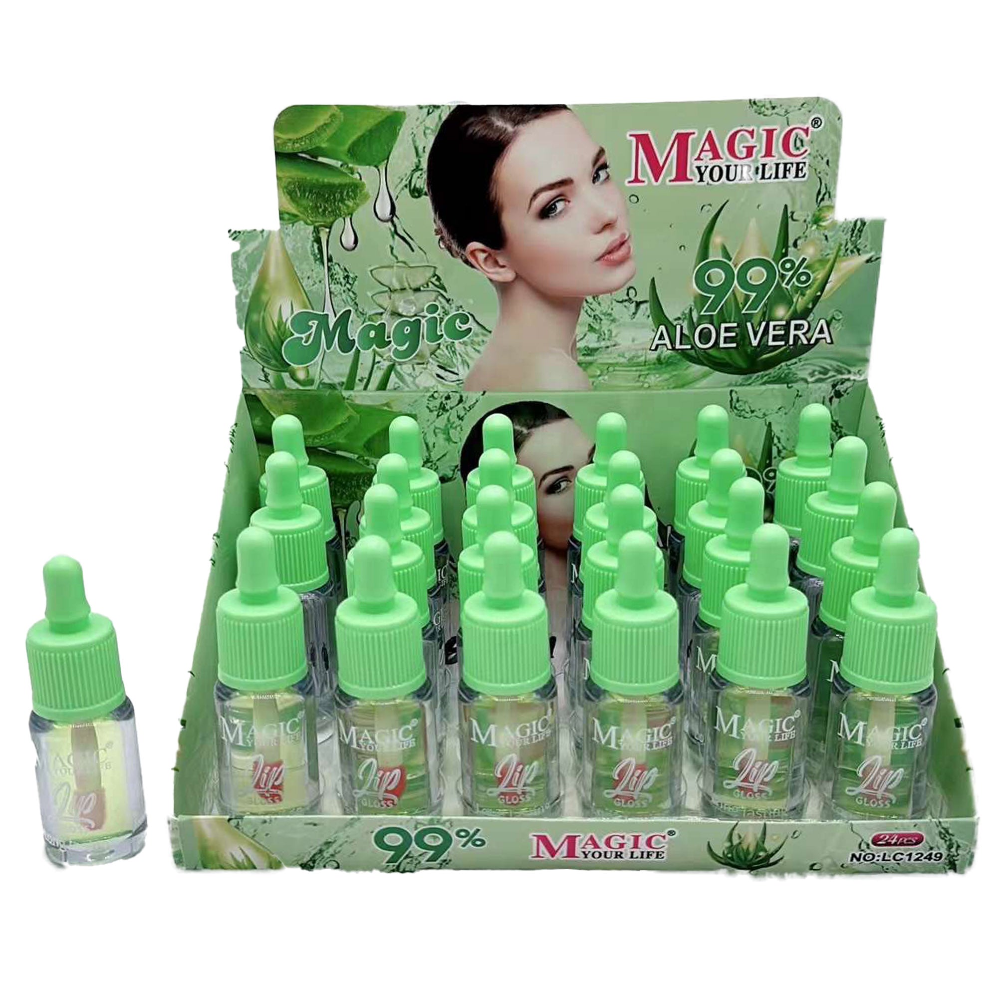 MAGIC YOUR LIFE 99% ALOE VERA LIP GLOSS 1249 (24PC)