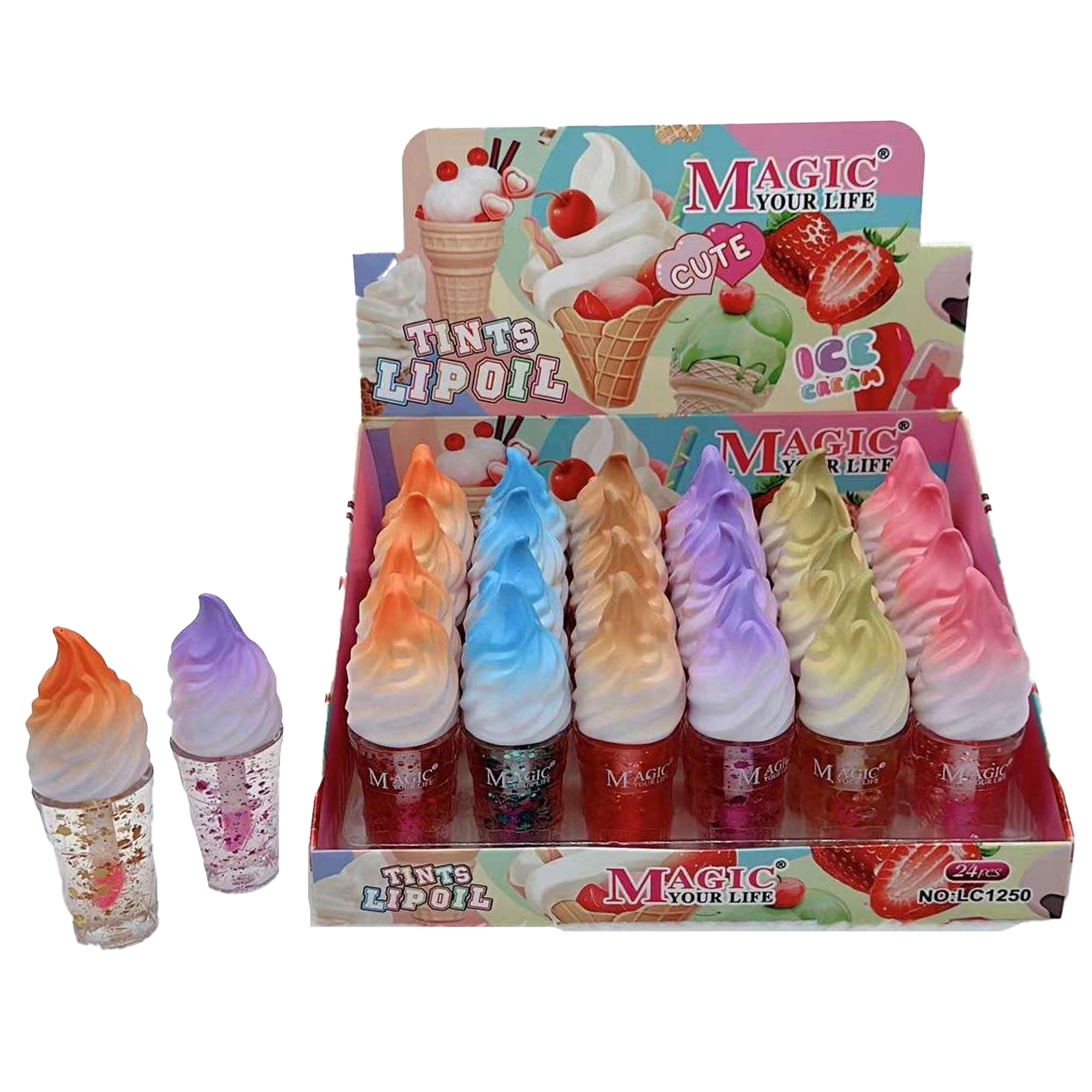 MAGIC YOUR LIFE ICE CREAM CONE TINTS LIP OIL 1250 (24PC)