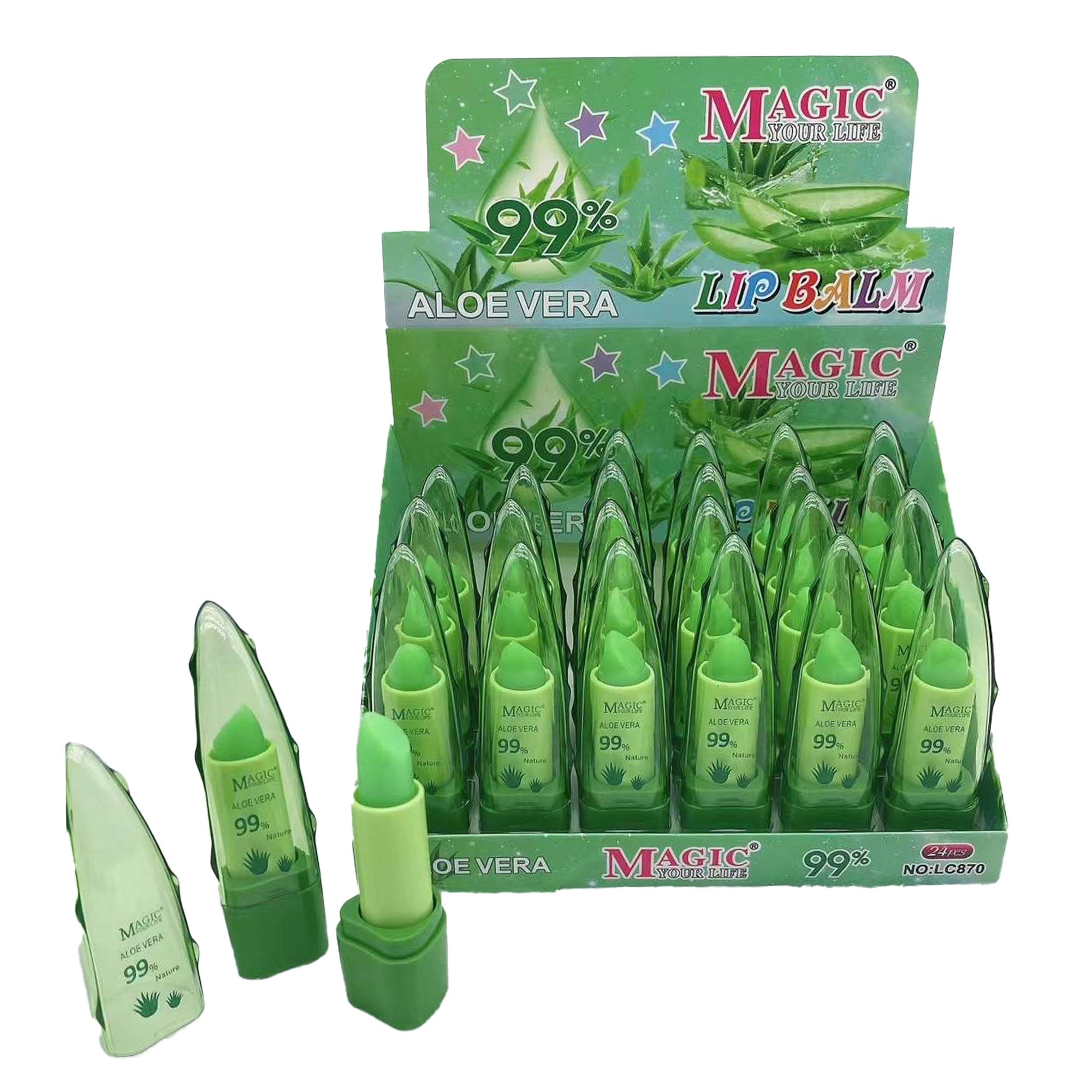 MAGIC YOUR LIFE 99% ALOE VERA LIP BALM 870 (24PC)
