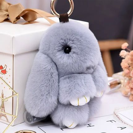 SMALL RABBIT POM POM KEYCHAIN 0225-5 (12PC)