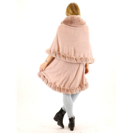 Solid Color Fur Double Layer Poncho SH925 (1PC)