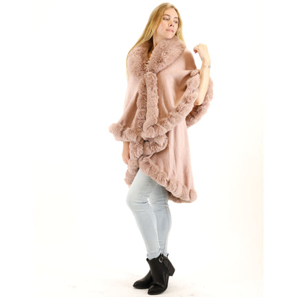 Solid Color Fur Double Layer Poncho SH925 (1PC)