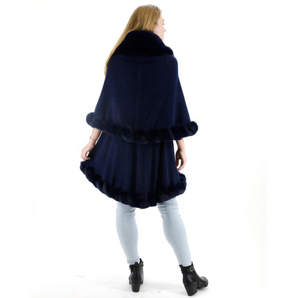 Solid Color Fur Double Layer Poncho SH925 (1PC)