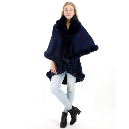 Solid Color Fur Double Layer Poncho SH925 (1PC)