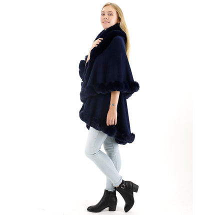 Solid Color Fur Double Layer Poncho SH925 (1PC)
