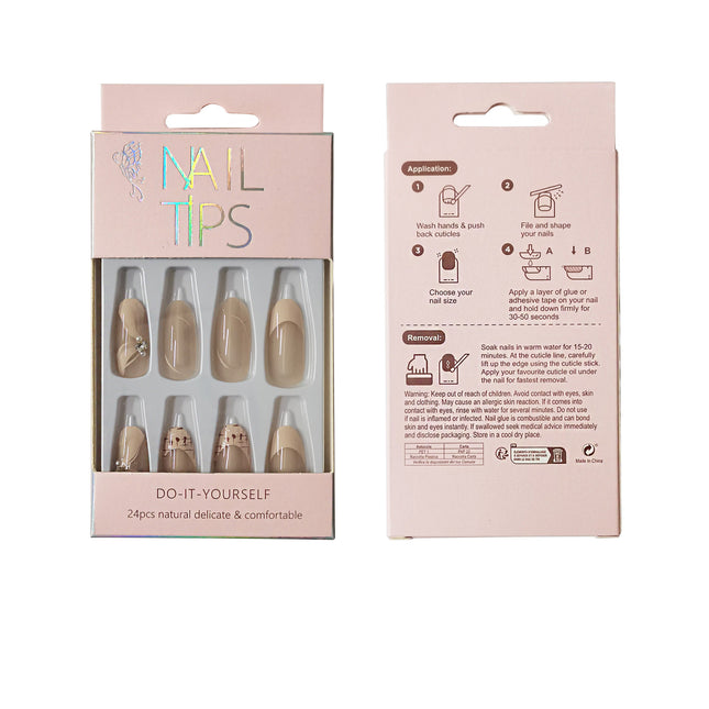 PEARL DECOR OVAL FAKE NAIL SET 1201-44 (12PK)