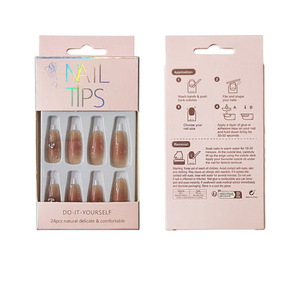 Rhinestone Decor Rounded Fake Nail Set NA1201-75 (12PK)
