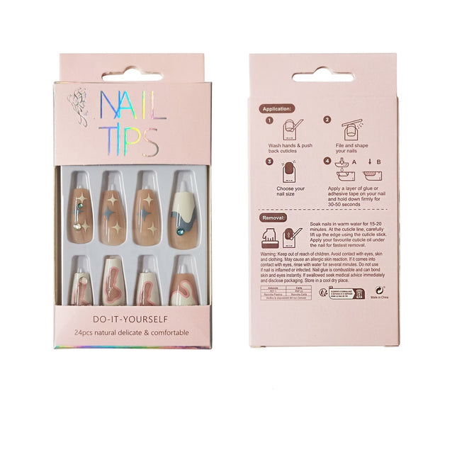 RHINESTONE DECOR BALLERINA FAKE NAIL SET 1201-80 (12PK)