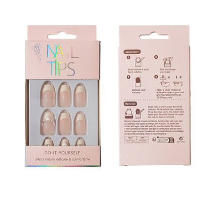 PEARL DECOR HEART BALLERINA FAKE NAIL SET 1201-81 (12PK)