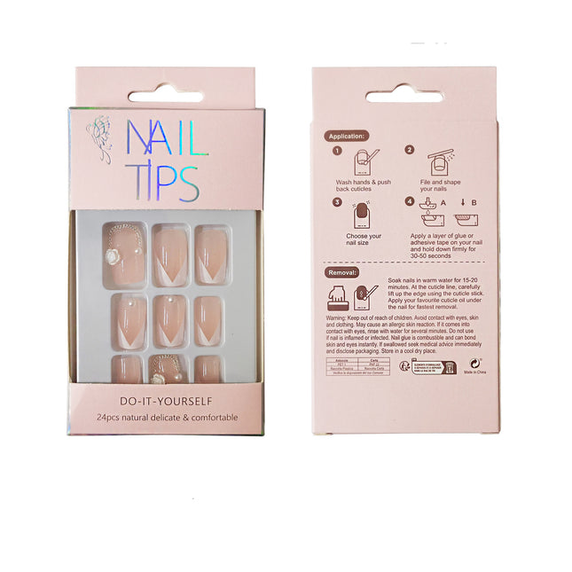 PEARL DECOR ROSE SQUOVAL FAKE NAIL SET 1201-90 (12PK)