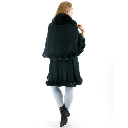 Solid Color Fur Double Layer Poncho SH925 (1PC)