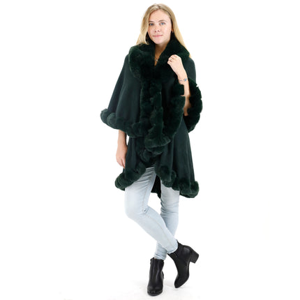 Solid Color Fur Double Layer Poncho SH925 (1PC)