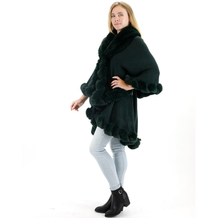 Solid Color Fur Double Layer Poncho SH925 (1PC)