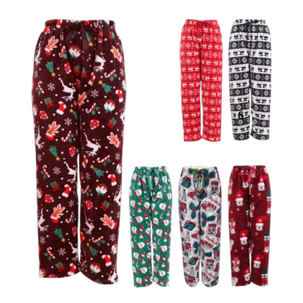 Winter Fleece Christmas Pattern Pajama Pants P2173 (12PC)