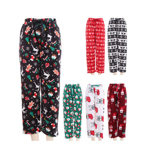 WOMEN'S FLEECE CHRISTMAS HOLIDAY PAJAMA PANTS 2173 (12PC)