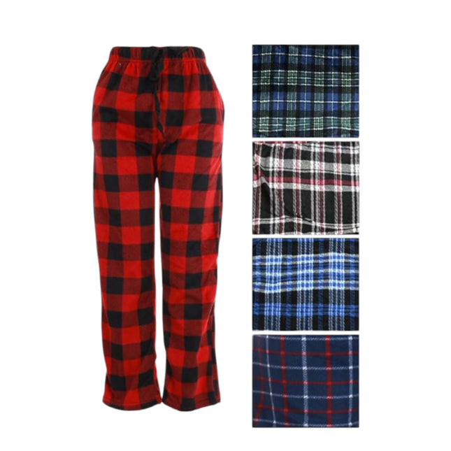 Men's Fleece Checkered Pattern Pajama Pants P3965 (12PC)