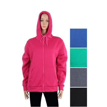 Women's Hoodie Winter Outerwear With Zipper P4025 (6PC)