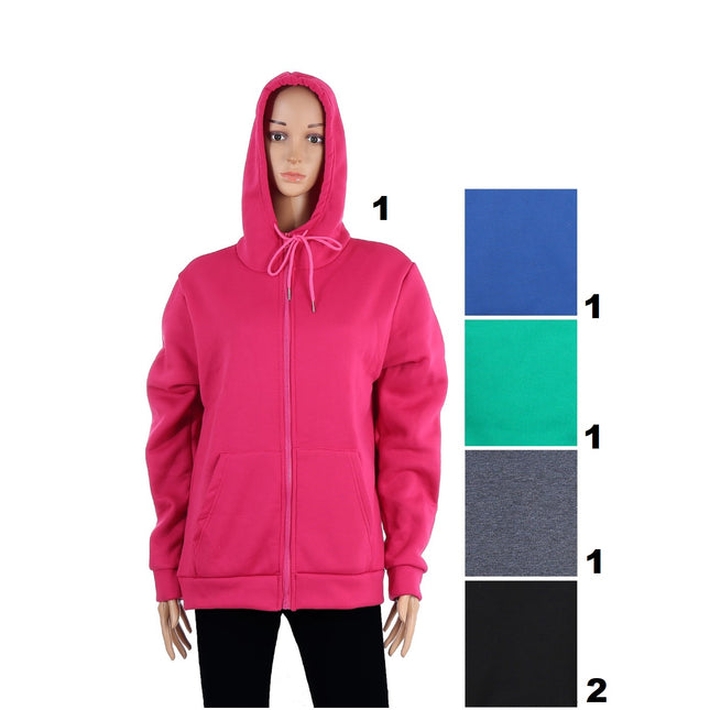 WOMEN'S HOODIE WINTER OUTERWEAR WITH ZIPPER P4025 (6PC)