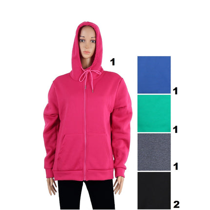 Women's Hoodie Winter Outerwear With Zipper P4025 (6PC)