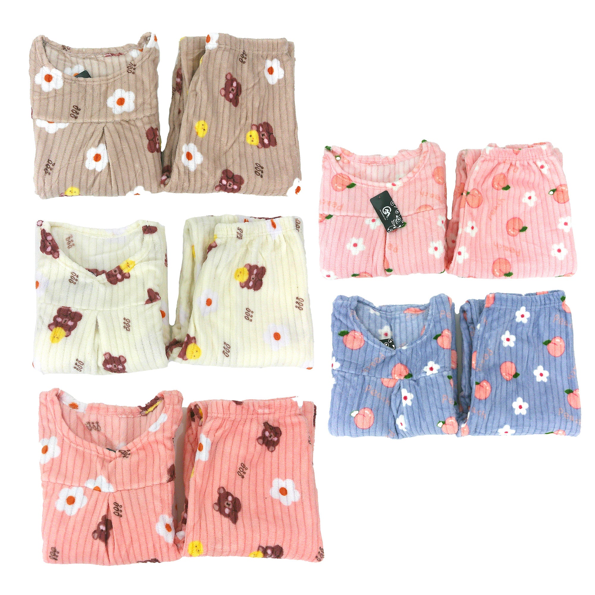 WOMEN'S FLEECE CARTOON PAJAMA SET 4058 (12PC)