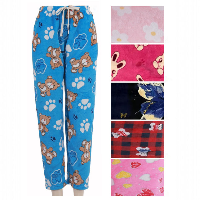 Winter Fleece Cartoon Pattern Pajama Pants P4686 (12PC)