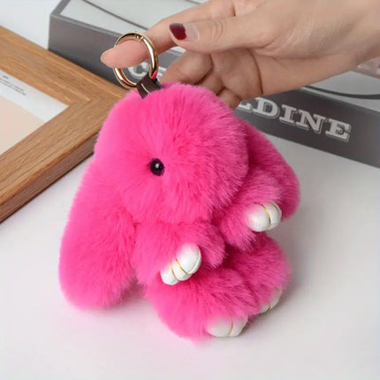 SMALL RABBIT POM POM KEYCHAIN 0225-5 (12PC)