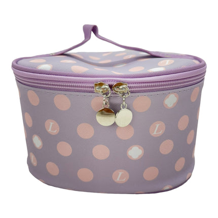 Vegan Leather Polk Dot Print Cosmetic Case Travel Bag FB211 (6SET)