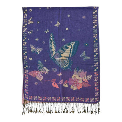 METALLIC PASHMINA BUTTERFLY PATTERN SCF4815-12 (12PC)