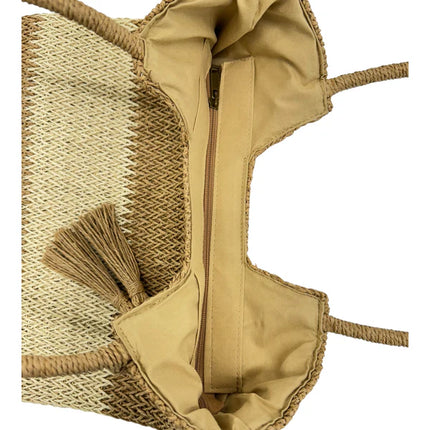 RATTAN BEACH TOTE BAG WITH TASSEL BG4225-13 (1PC)