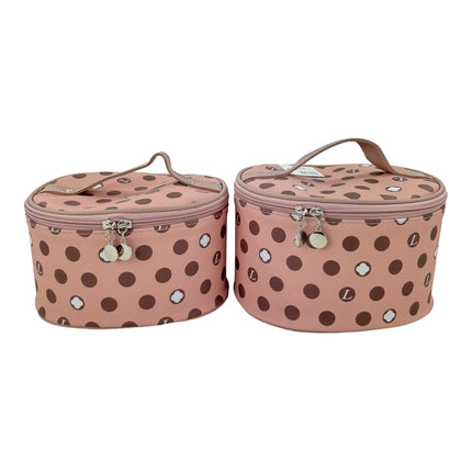 Vegan Leather Polk Dot Print Cosmetic Case Travel Bag FB211 (6SET)