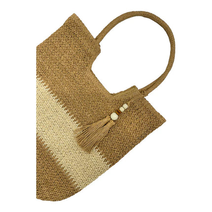 RATTAN BEACH TOTE BAG WITH TASSEL BG4225-13 (1PC)