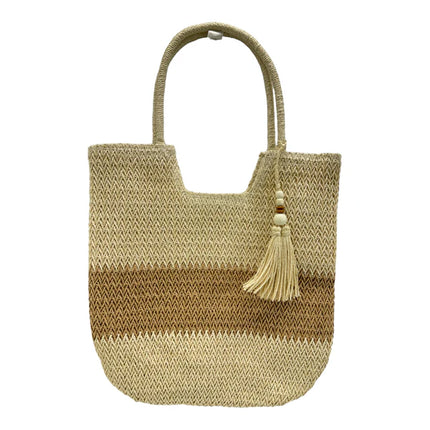 RATTAN BEACH TOTE BAG WITH TASSEL 4225-13 (1PC)