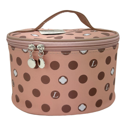 Vegan Leather Polk Dot Print Cosmetic Case Travel Bag FB211 (6SET)